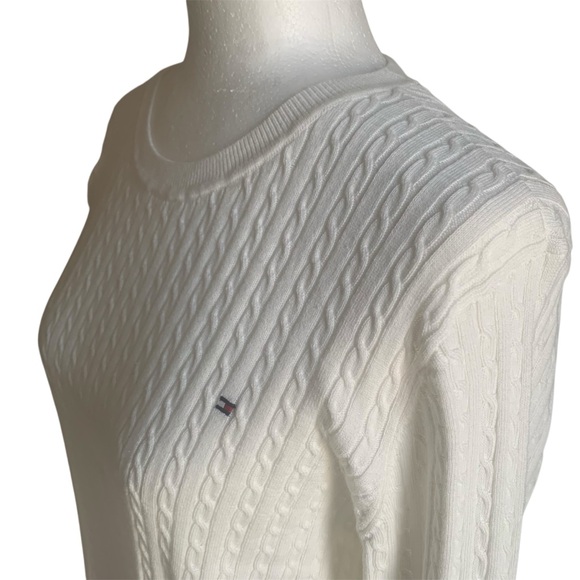 Tommy Hilfiger Cable Knit Crewneck Sweater Coastal Tennis Classic Golf Ivory XL - Picture 6 of 11